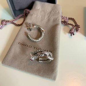 David Yurman Cable Loop Hoops with Pave Diamonds